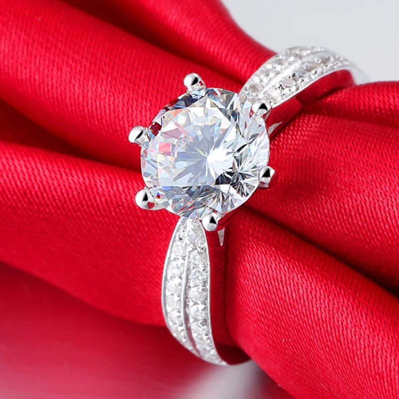 ULEX серебряное кольцо 1-4ct геометрическое 925 пробы Серебряное блестящее