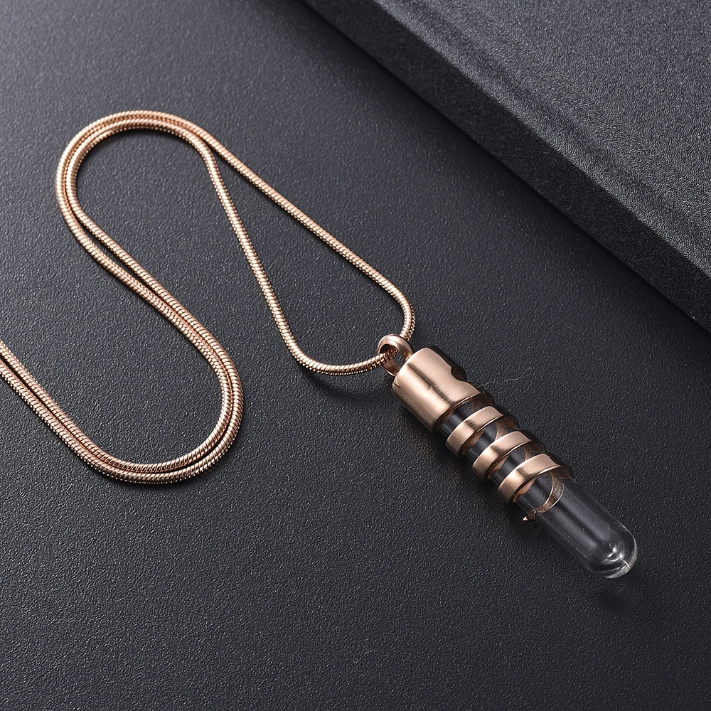 

IJD10271 Stainless Steel Glass Tube Cremation Keepsake for Ashes Urn Holder Memorial Necklace Pendant Jewelry