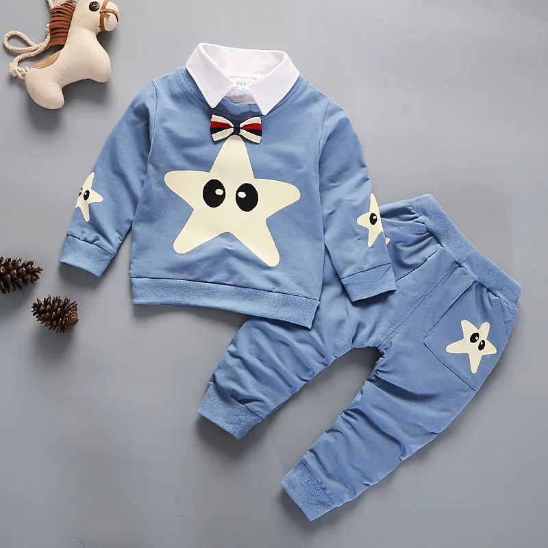 2020 New Fashion Baby Clothes Children Boys Girls Removable Collar T-shirt Pants 2Pcs/Sets Kids Cartoon Clothing Sets Tracksuits | Детская