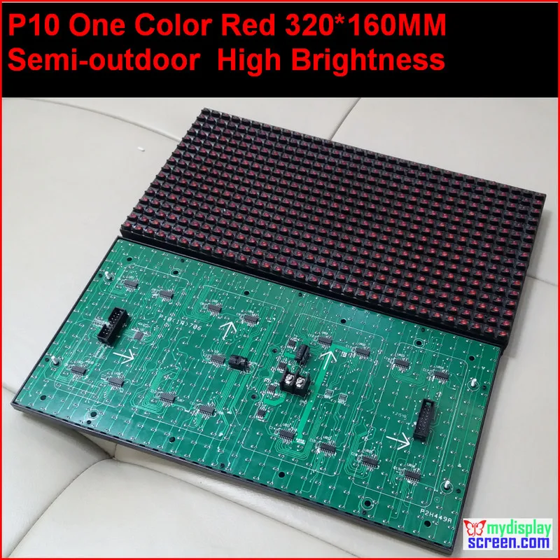 

10mm pixel semi-outdoor indoor red 320*160 32*16 one color hub12 monochrome p10 led sign module,p10 single color red panel