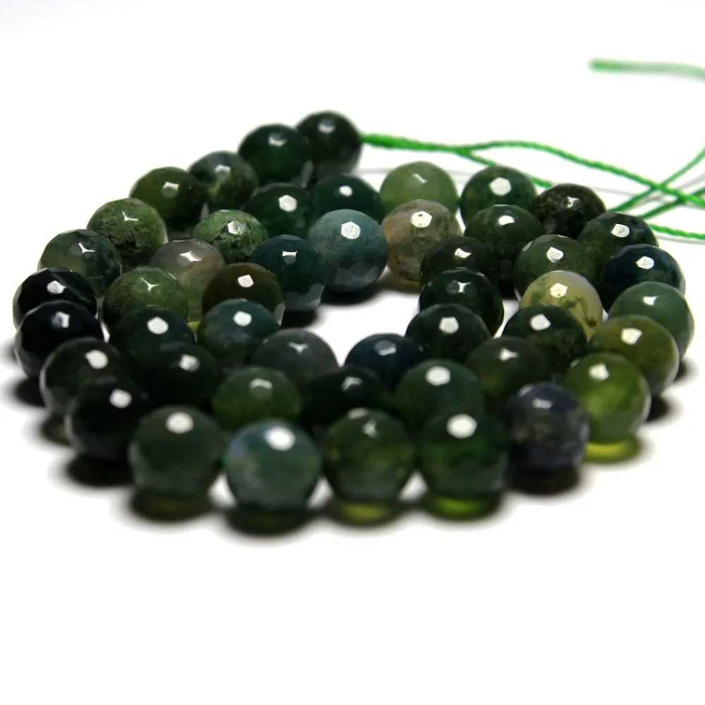 Оптовая продажа круглые бусины AAA + из натурального камня агата с граненым Мохом