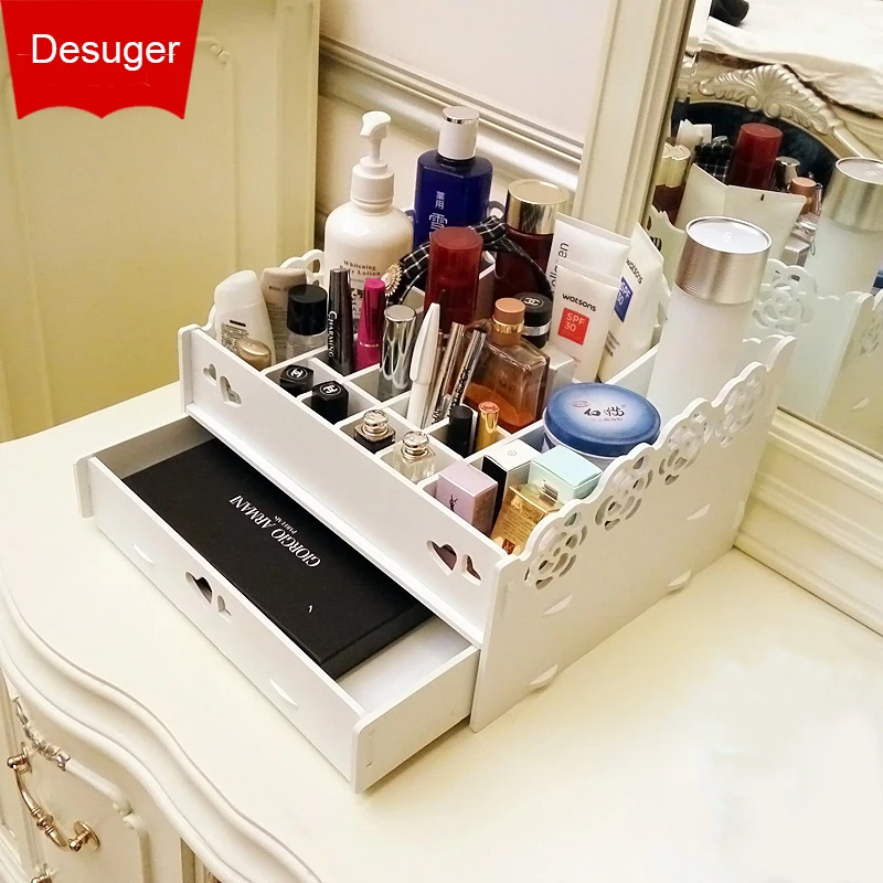 Большой Настольный ящик для хранения косметики туалетный столик губная помада