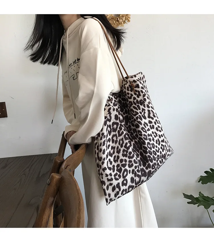 women tote Leopard Print suede leisure shopping sac big shoulder bags female handbags College Students school book retro | Багаж и сумки