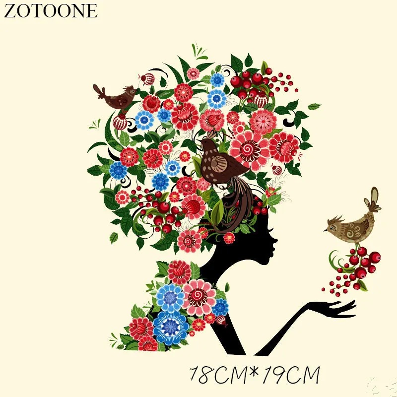 Наклейки ZOTOONE для одежды наклейки в виде птицы утюжок с цветочной аппликацией