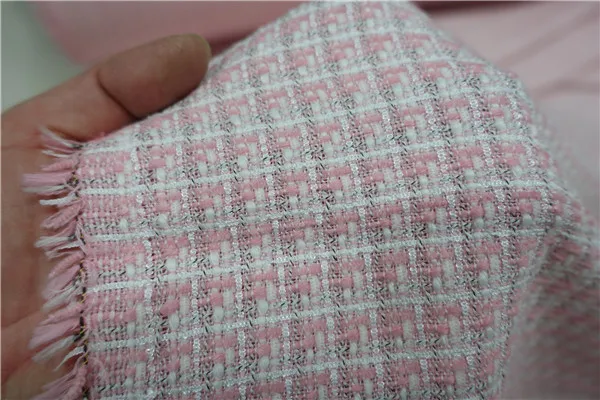 Бесплатная доставка ткань в розовую и белую клетку сотканая с лентой цена за 1