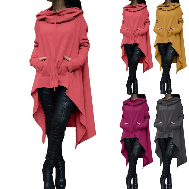 

Newly Women Lady Top Sweatshirt Hoodie Solid Color Long Sleeve Irregular For Autumn Winter m99