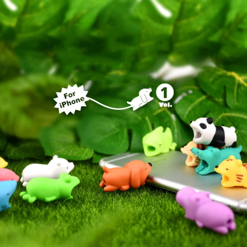 Animal Bite USB Cable Protector Organizer Data Line Management Charging Safe Protection Winder For iPhone 5 6 6s 7 8 | Электроника