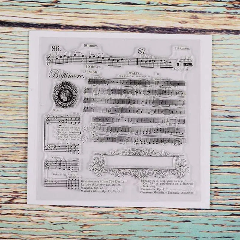 Music notes background transparent clear stamp for DIY Scrapbooking/Card Making/Kids Christmas Fun Decoration Supplies | Канцтовары для