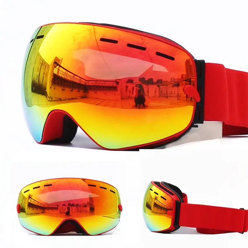 UV400 противотуманные двухслойные лыжные очки большие линзы маска для катания на лыжах очки снежные очки для сноуборда зеркальные очки с покрытием для мужчин