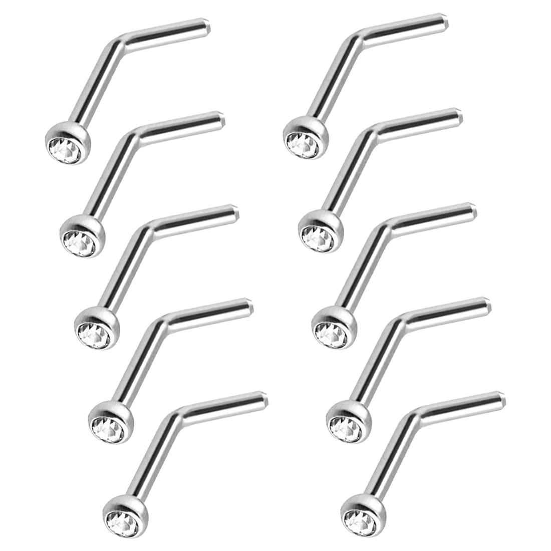 10 шт./партия l-образные хрустальные стразы кольцо для носа модные украшения тела