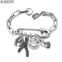 new 100 925 silver chain bracelet sterling lady bracelet vintage silver bohemia bracelet with charms good luck jewelry gift
