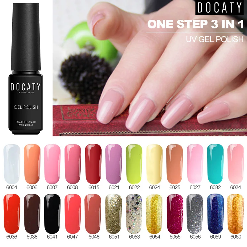 Docaty 3in1 один шаг био Гели Soak Off Светодиодный УФ Новые Цвет поли гель Лаки Фольга