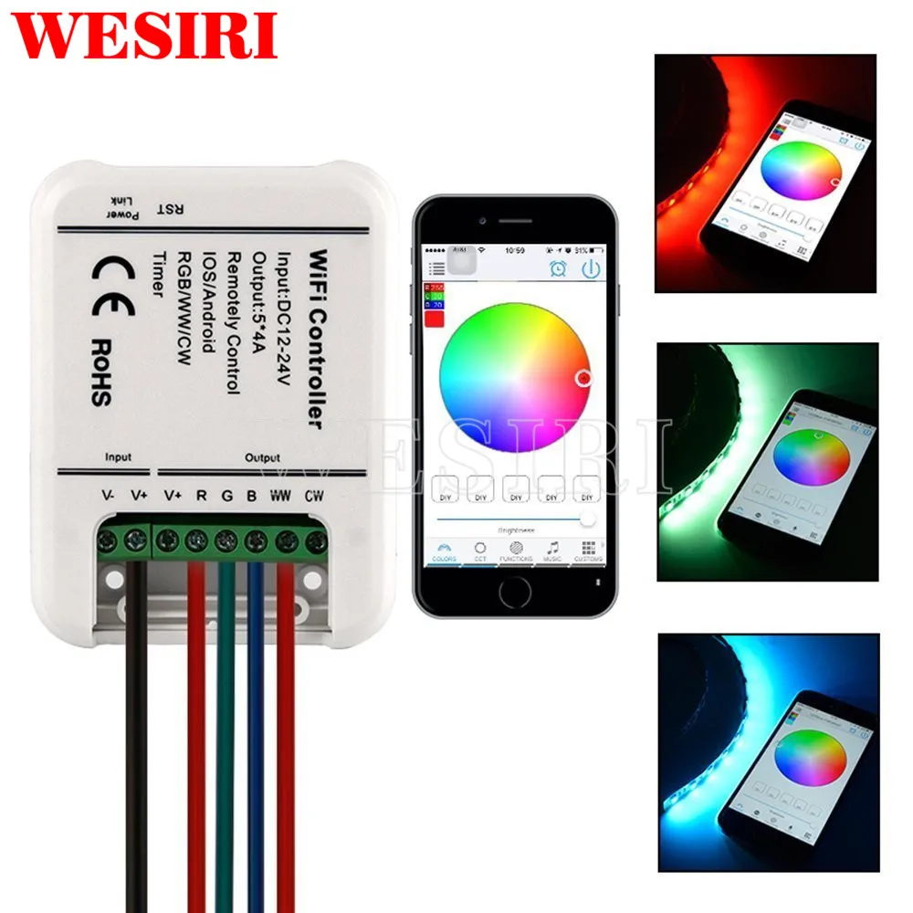 Умный светодиодный пульт управления Wi-Fi 5 каналов 4A 5CH CW/WW RGB RGBW RGBWW светильник