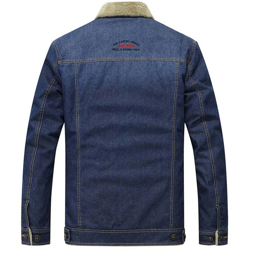 Brand Afs Jeep Winter Lapel Thick Warm Men's Tops High-Quality Velvet Denim Jacket Large Size Men Casual Coat | Мужская одежда