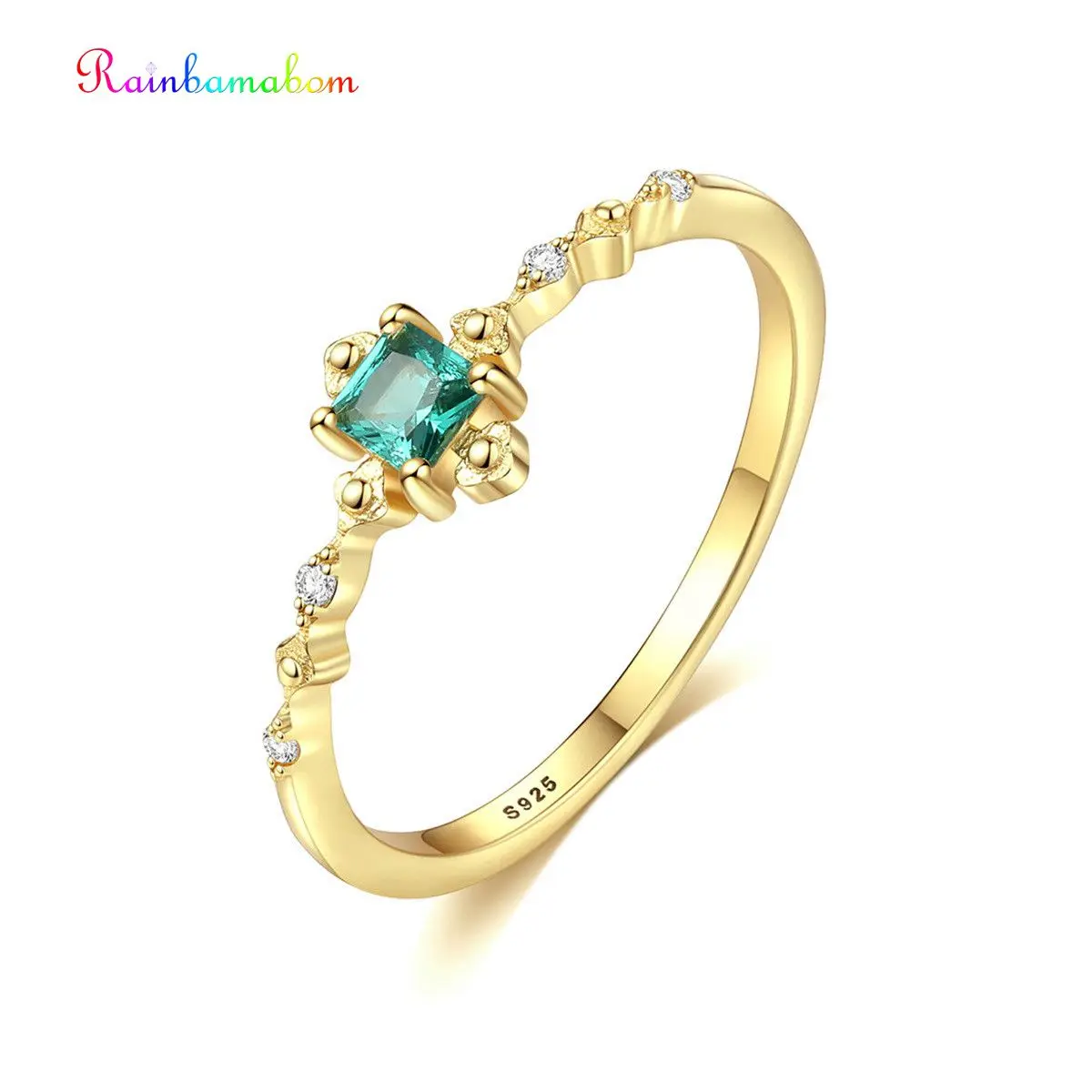 Rainbamabom Vintage 925 Sterling Silver Emerald Gemstone Wedding Engagement Ring Women Fine Jewelry Gift Wholesale Drop Shipping | Украшения