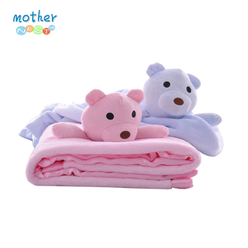 Детское одеяло с объемным медведем из кораллового флиса для новорожденных