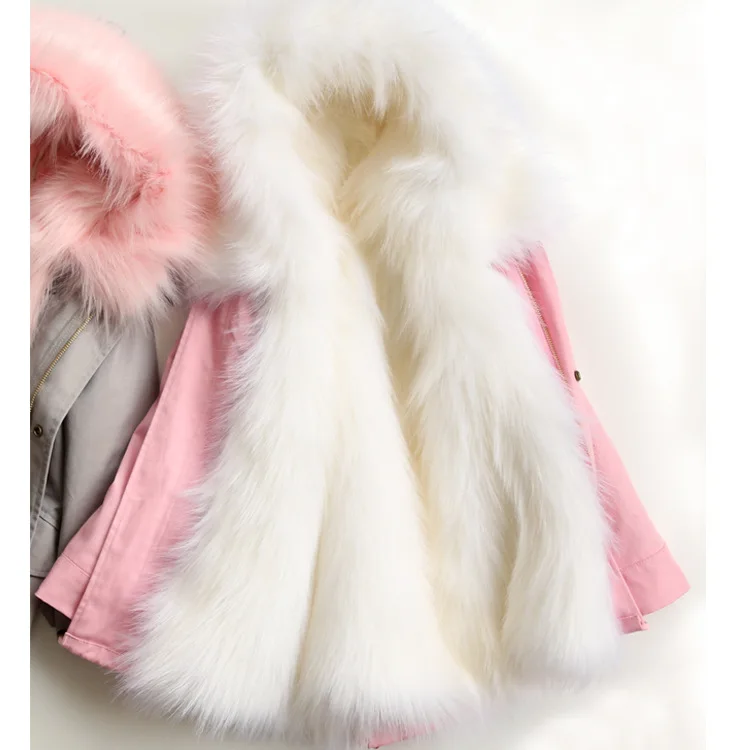 Uninice/Детская парка с мехом пальто для мальчиков и девочек Теплый большой меховой