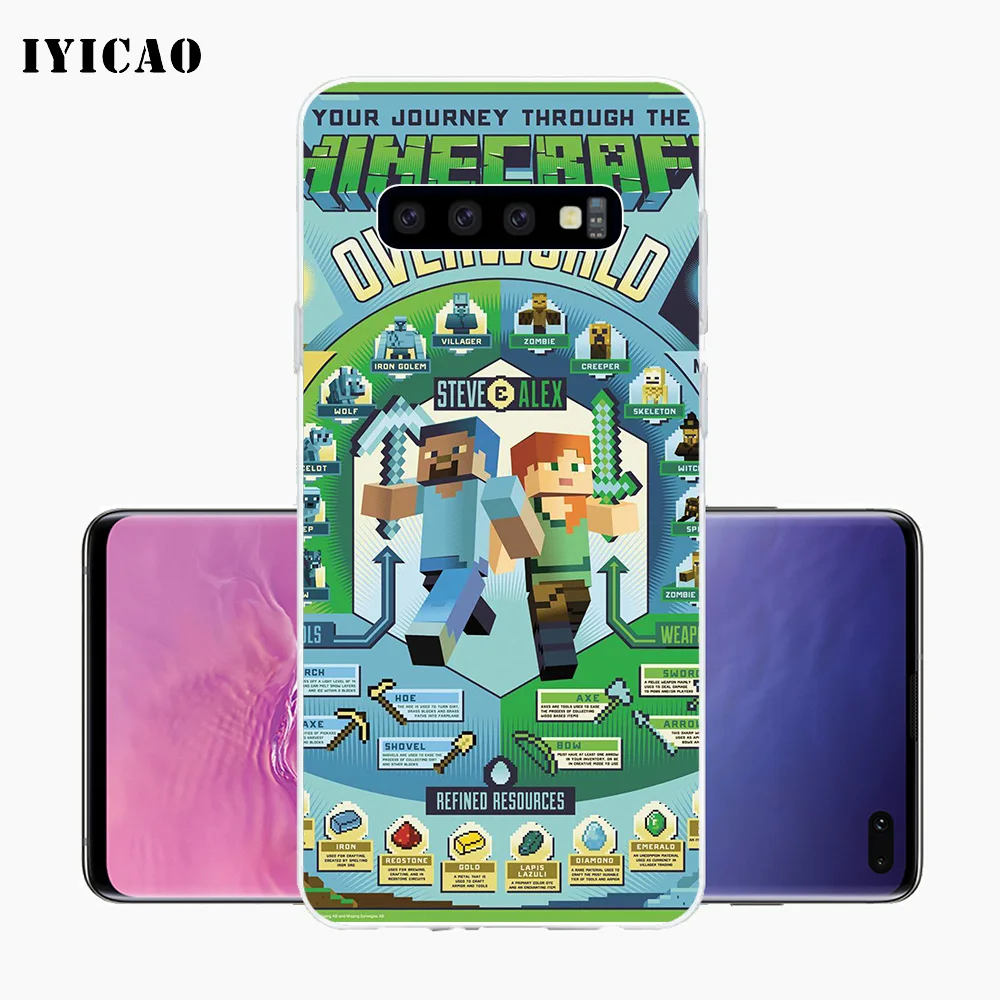 IYICAO Minecraft World game Мягкий силиконовый чехол для телефона samsung Galaxy S10e S10 S9 S8 Plus S7 Edge TPU |