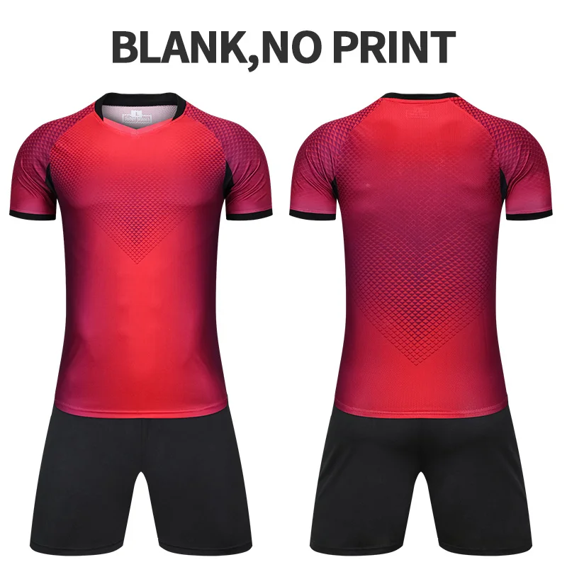 red Short sleeve Мужские футбольные Джерси наборы Chandal Futbol дизайн на заказ футбольная тренировочная командная форма с длинным рукавом спортивная одежда футбольный костюм - Цвет: red Short sleeve