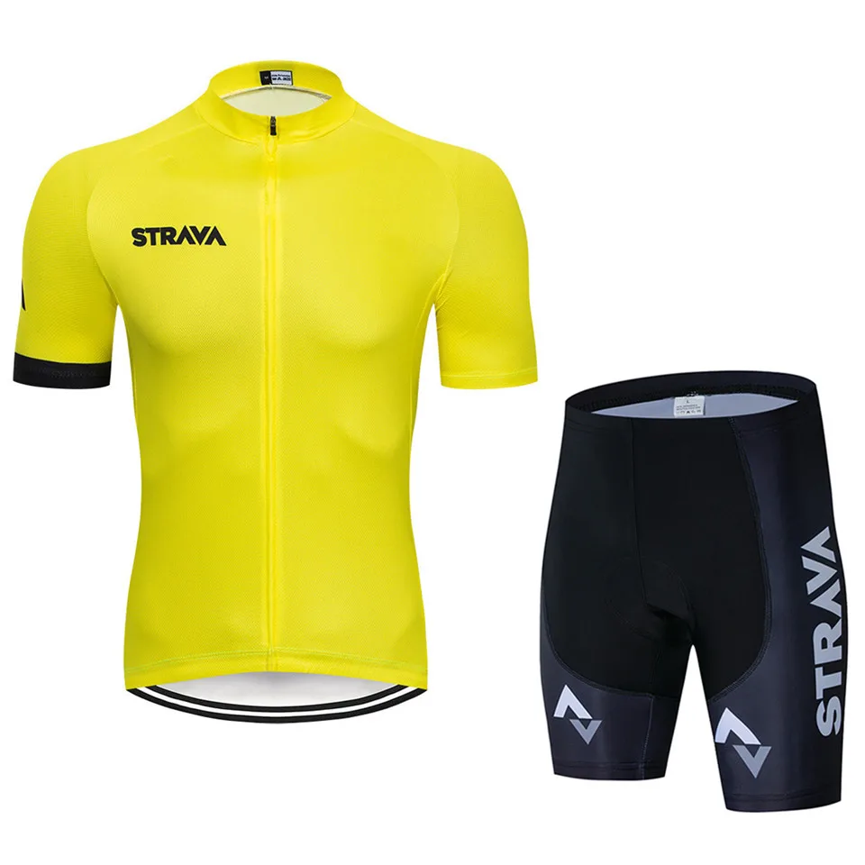 NO.3 Ropa Bicicleta de carretera STRAVA Team велосипедная одежда Летний велосипедный костюм с коротким рукавом мужской топ и низ нагрудник шорты - Цвет: NO.3