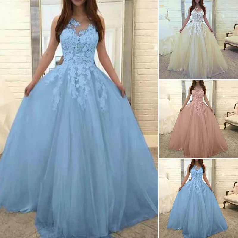 Женское платье без рукавов повседневное свадебное длинное кружевное + нейлон