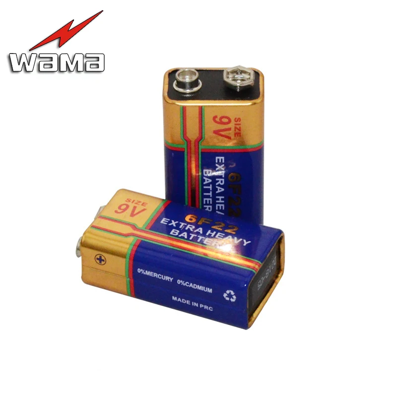 Аккумулятор Wama 6F22 2 шт./лот 9 В первичные слойные карбоновые Аккумуляторы для