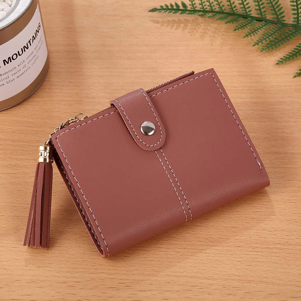 Высококачественный симпатичный женский простой короткий кошелек с кисточкой