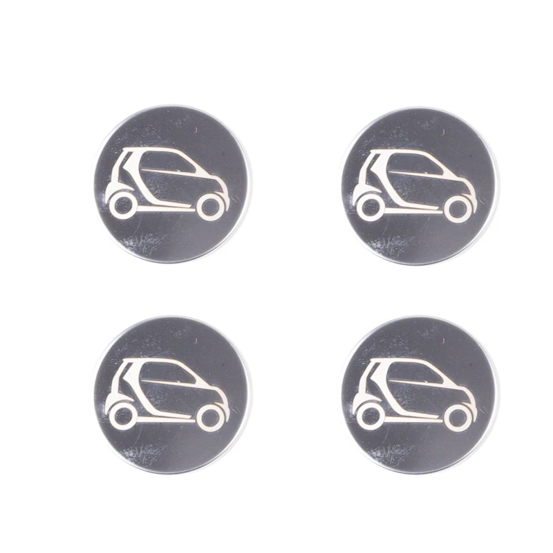 silver-car Автомобильное колесо крышка из нержавеющей стали, декоративные аксессуары для Авто Внешние логотип наклейки для смарт 453 fortwo 4 шт./компл - Название цвета: silver-car