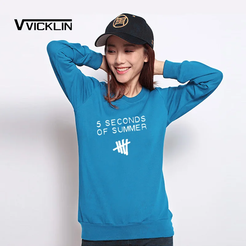 Женская толстовка с принтом 5SOS длинный рукав хлопок круглый вырез женские топы в