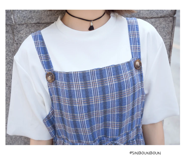 Туфли в стиле Mori Girl детская одежда клеточку на бретелях платье длиной до середины