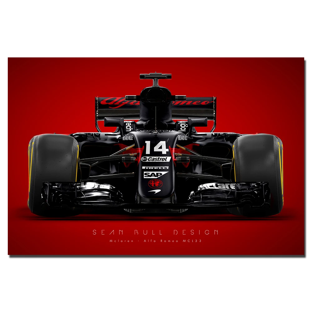 Alfa Romeo F1 гоночный автомобиль постер печать на холсте в рамке подвесная Картина