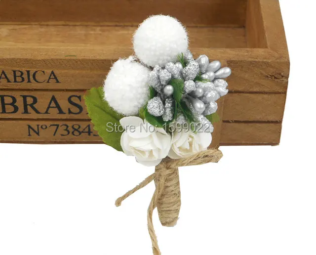 Мужской свадебный аксессуар брошь в виде цветка жениха на пуговицах мятно