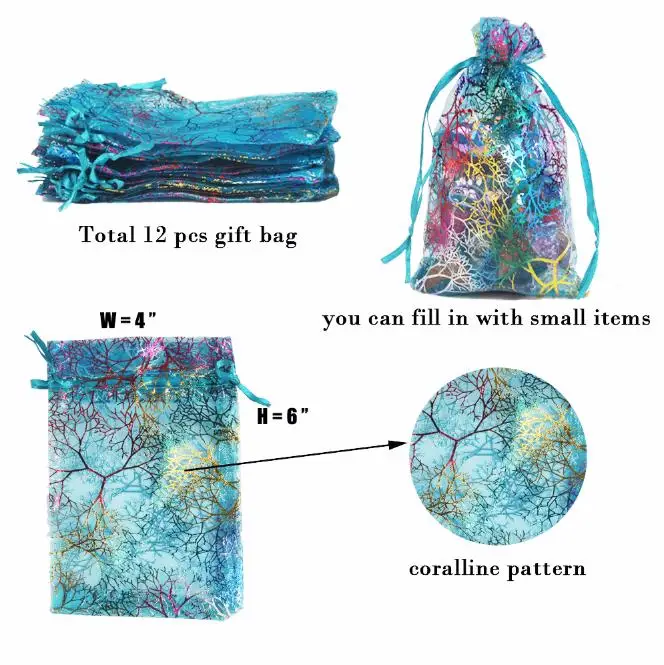 12pcs Gift bags Вечерние сувениры в виде русалки/подарок для детей на день рождения/подарки для малышей, маленький подарок, товары для душа, аксессуары в виде русалки - Цвет: 12pcs Gift bags
