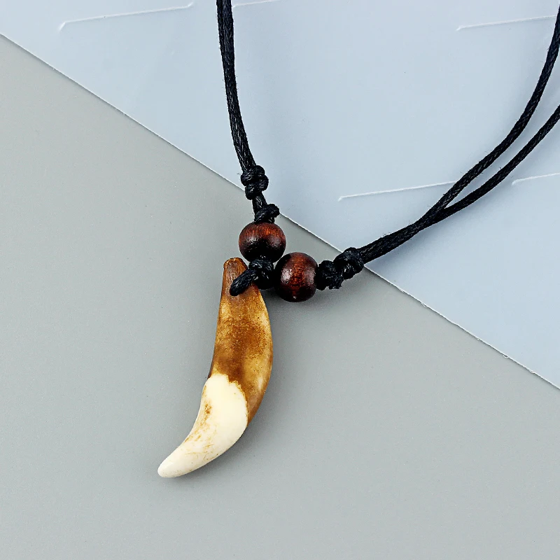 1 шт. Подвески зубы из искусственной кожи яка с коричневыми зубьями ожерелье