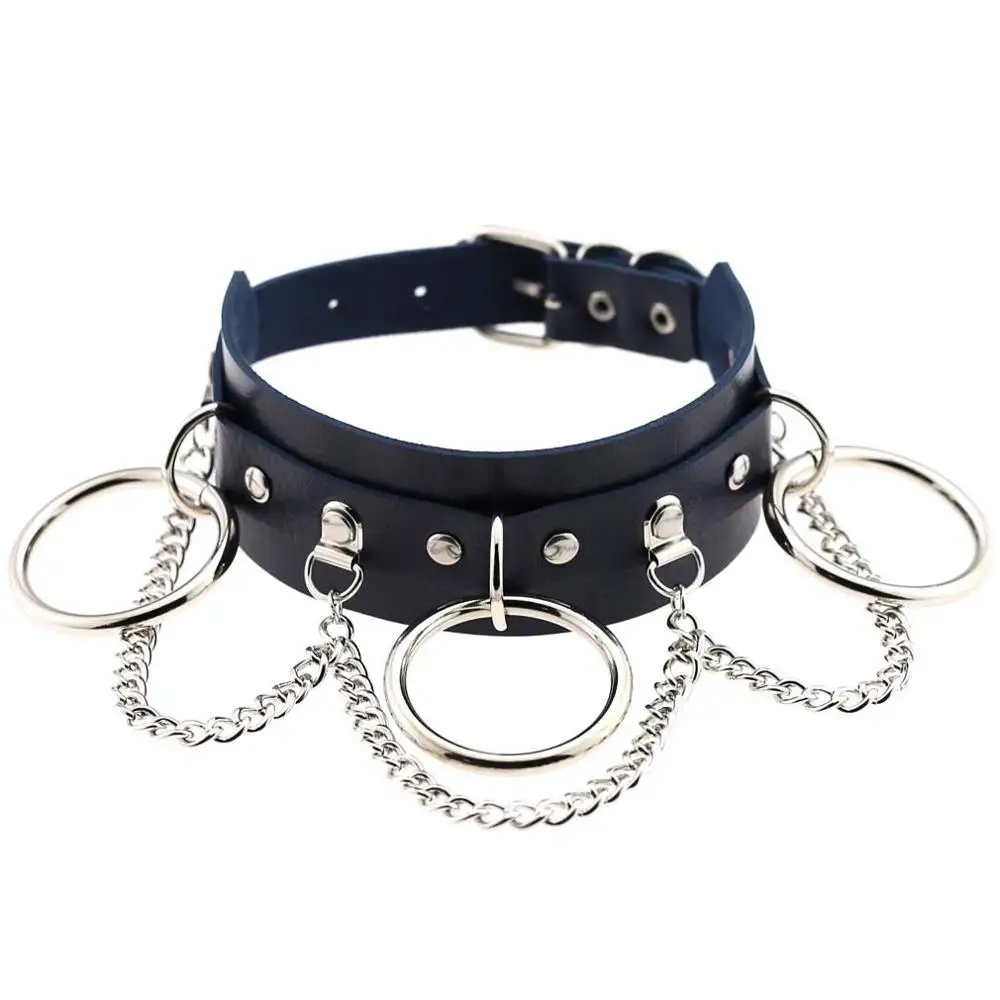 dark blue DIEZI, Harajuku, Круглый, панк, из искусственной кожи, колье, ожерелье, для женщин, цепочка, массивное, готическое, ожерелье, s Club, вечерние, аниме, ювелирные изделия - Окраска металла: dark blue