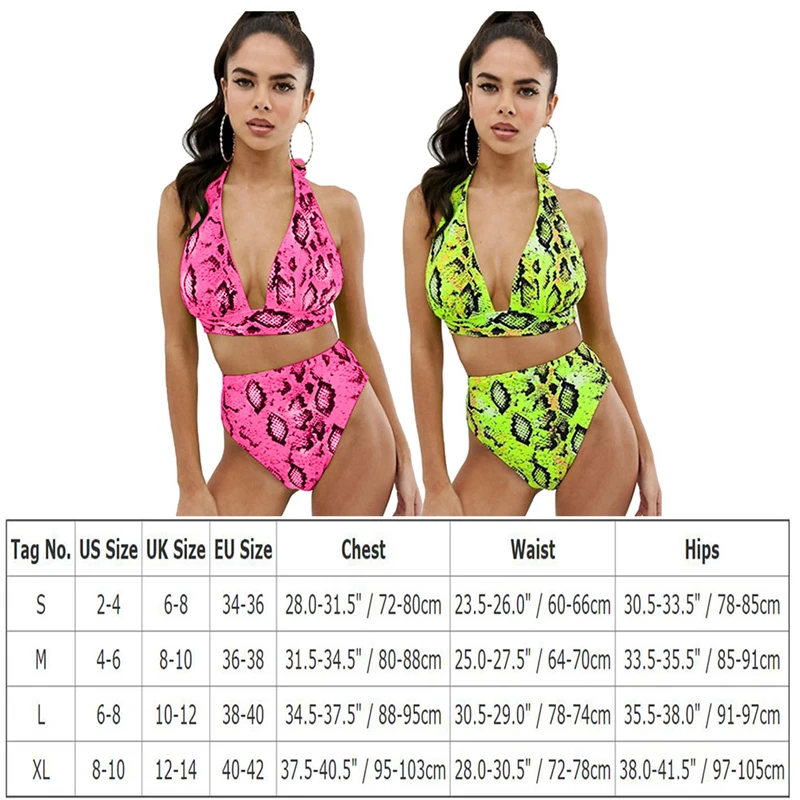 

2pcs Set Swimwear Women Sexy Halter Padded Bikini Women's Swimming Suit Beach Holiday Print High Waist Bikini Bathing Suit Women