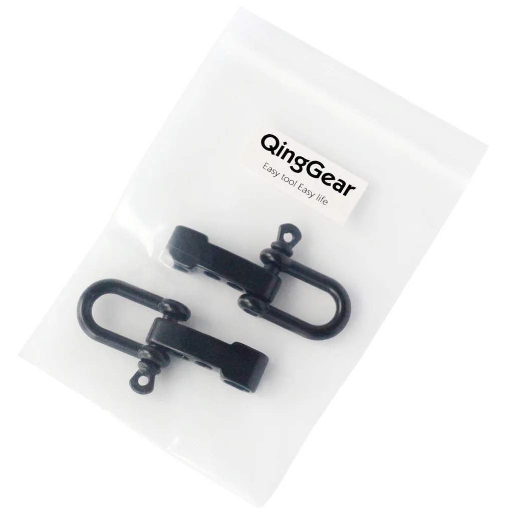 QingGear упаковка из 12 регулируемые скобы пряжки черный u-образный с 4 отверстиями для уличный Паракорд Веревка DIY выживания браслеты