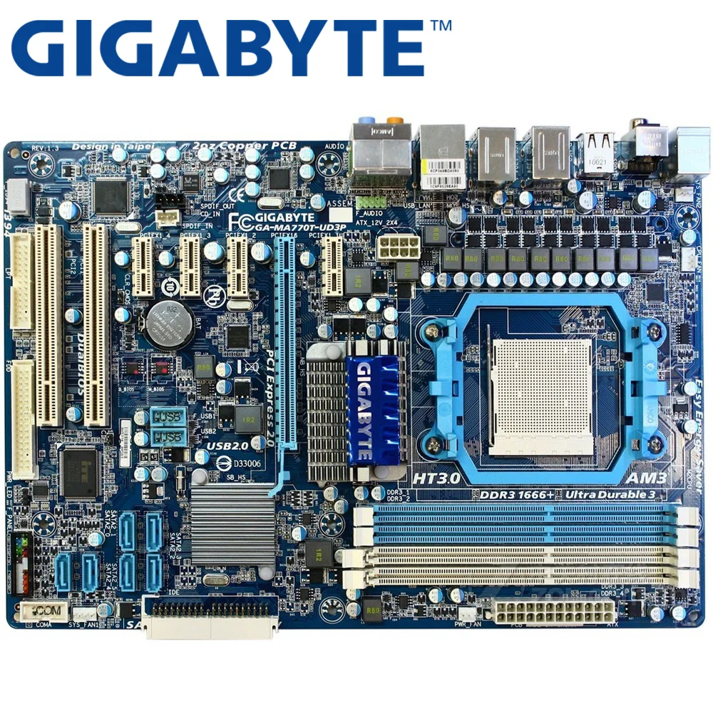 GIGABYTE GA MA770T UD3P настольная материнская плата 770 разъем AM3 для Phenom II Athlon Sempron 100 DDR3 16G ATX