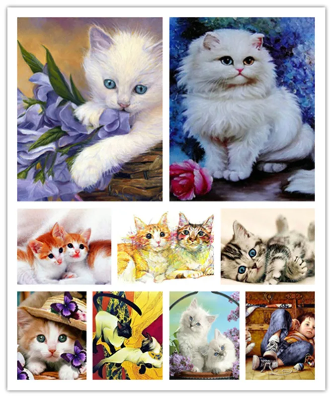 Новая алмазная живопись икона кота и собаки полная квадратная/круглая Алмазная 3d