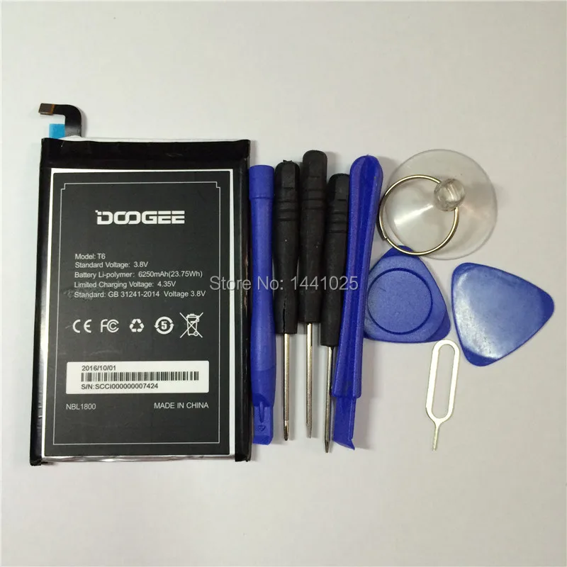 2 шт./лот Для DOOGEE T6 батарея 6250 мАч долгое время работы в режиме ожидания для