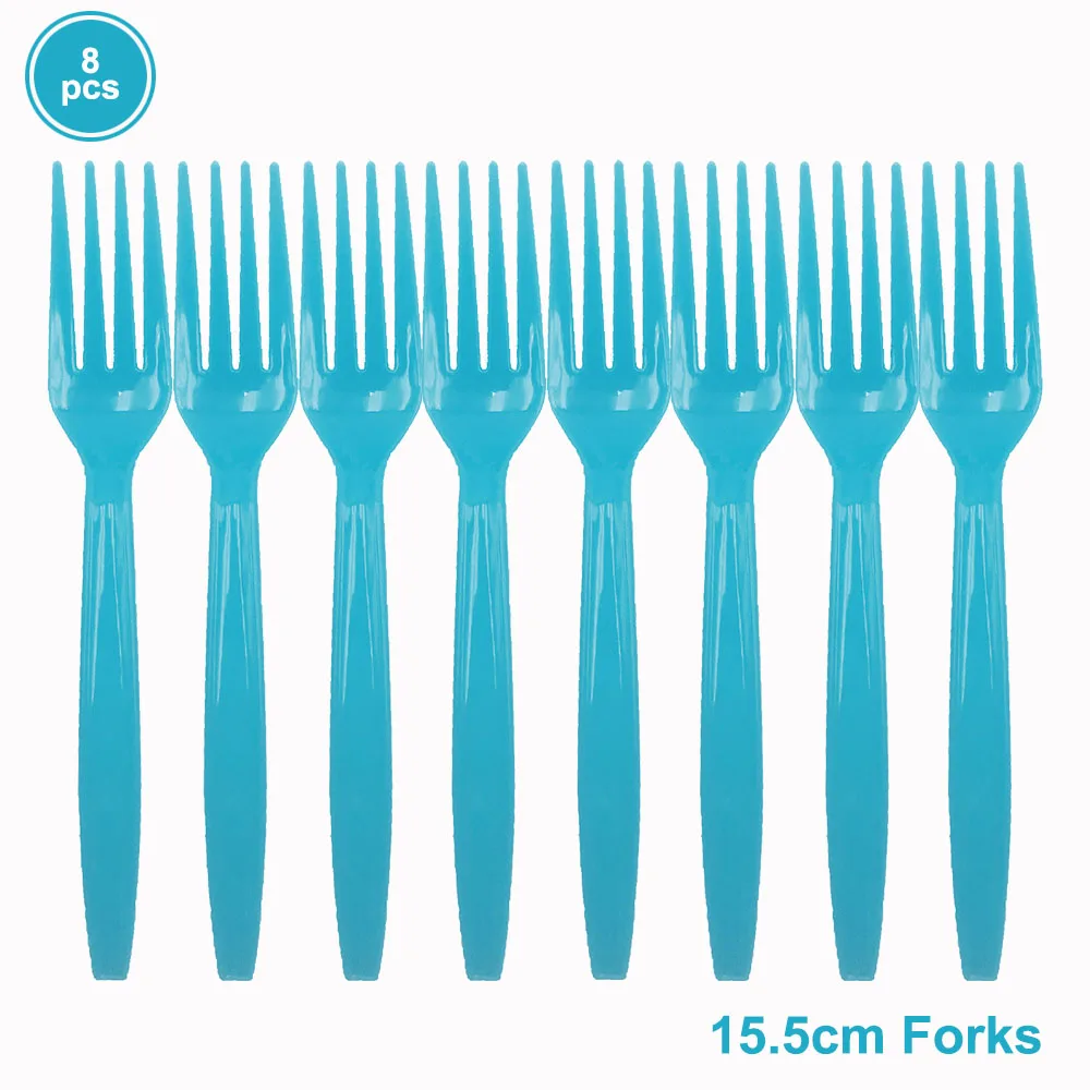 8pcs forks Детский душ для девочек и мальчиков украшение вечерние одноразовая бумажная посуда скатерть шарики, День подарков будущей матери пол раскрывает вечерние сувениры - Цвет: 8pcs forks