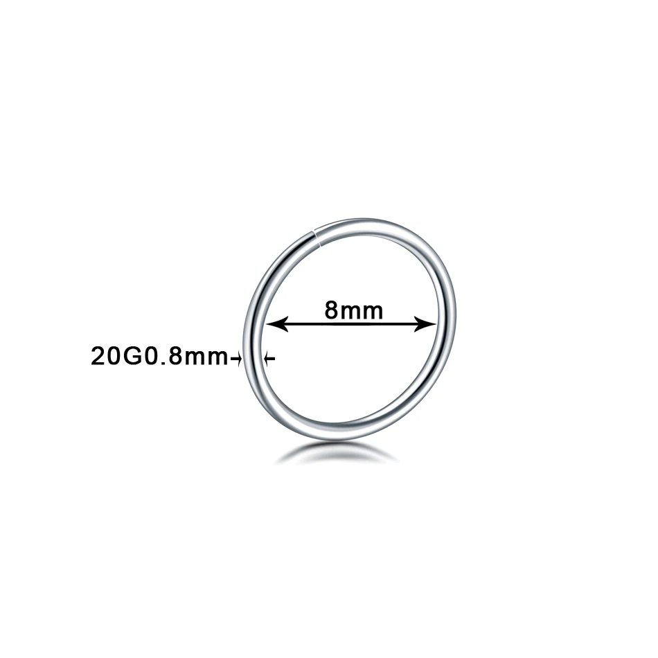 20G 0.8X8mm 1 шт./лот 20 г стальное кольцо в носу кольцо для пирсинга Nariz розовое золото поддельные перегородки кольцо 18 г пирсинг Oreille серьги на Козелок поддельные Percings - Окраска металла: 20G 0.8X8mm
