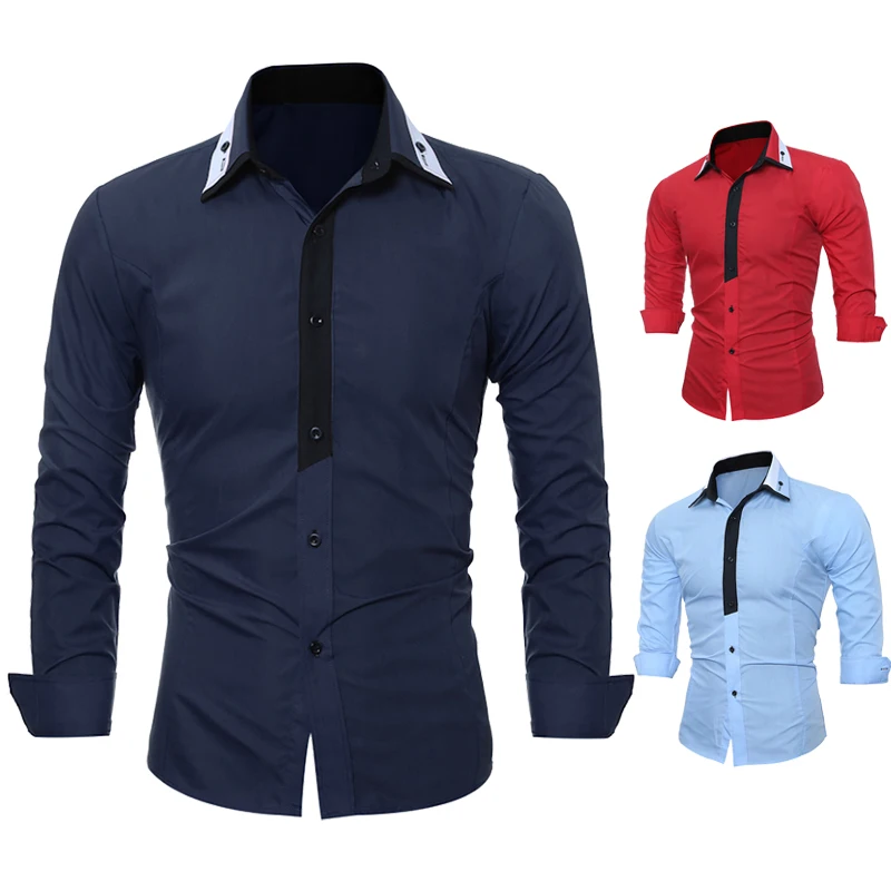 Бренд 2018 модная мужская рубашка с длинными рукавами Топы Классические смешанные