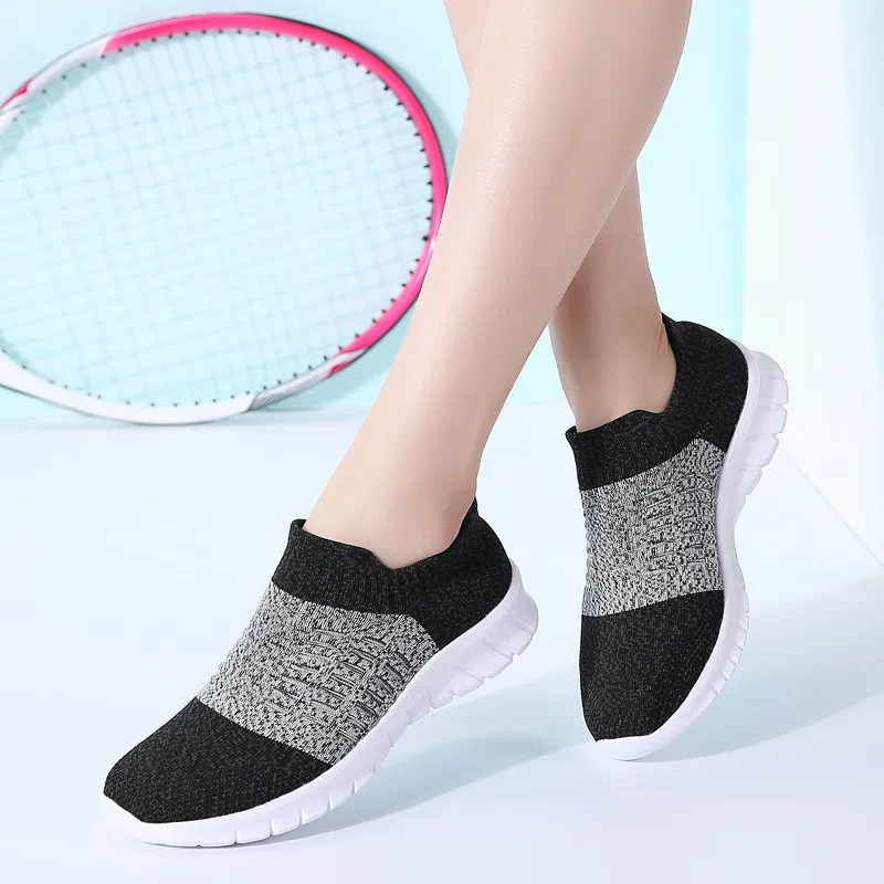 light Grey PINSEN/Осенняя женская обувь; дышащая повседневная обувь на плоской подошве; женские удобные кроссовки без застежки; Basket Femme; zapatillas mujer - Цвет: light Grey