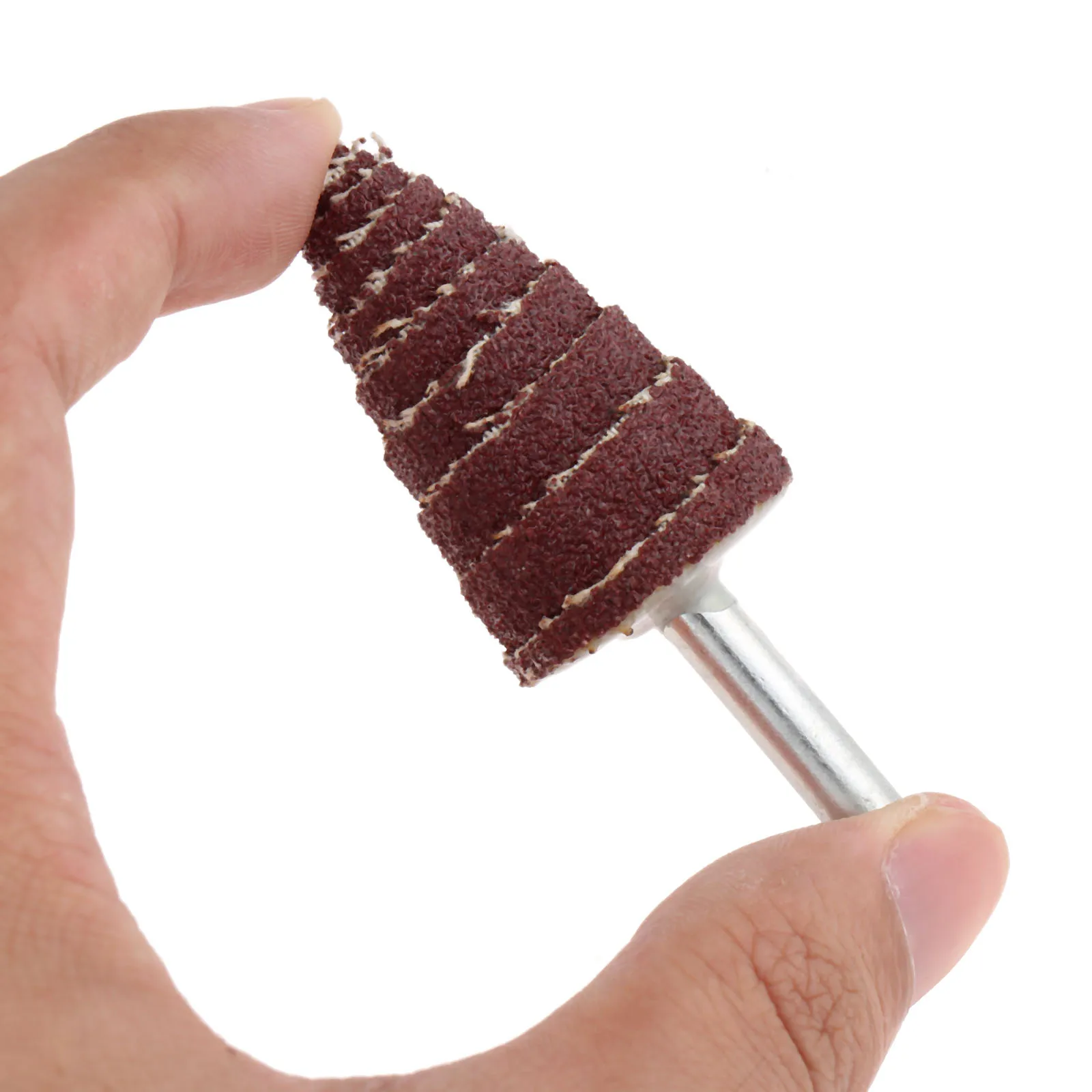 DRELD 2 Pcs 80# Tapered Cone Grinding Head Sandpaper Flap Wheels Polishing Sanding Tools for Drill Dremel Accessories 6mm Shank