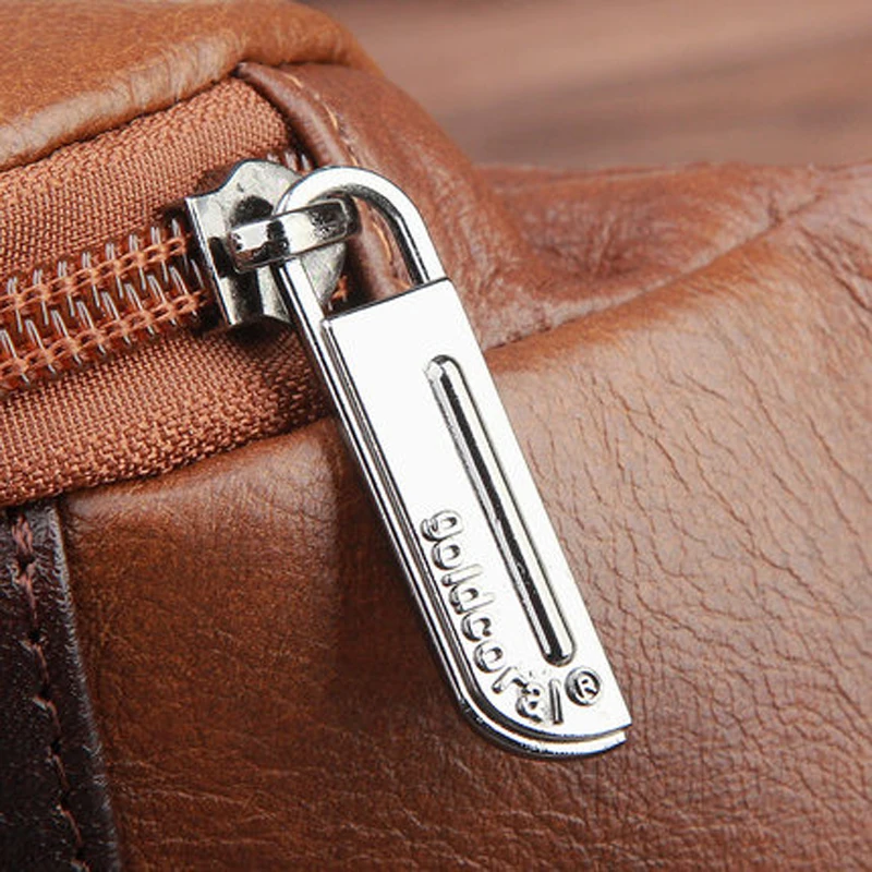 Мужские поясные сумки из натуральной кожи кораллового цвета с перфорацией для