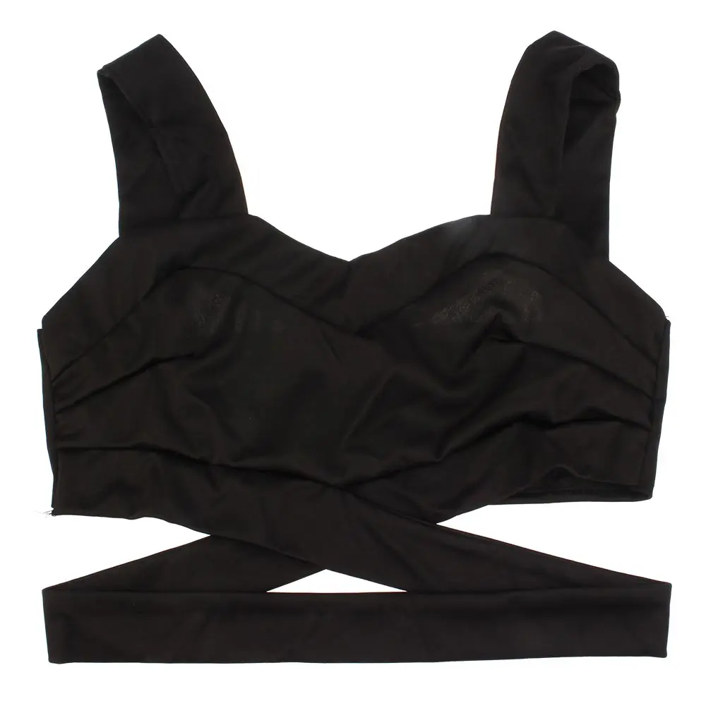 1 шт. сексуальный женский короткий топ на бретельках с открытой спиной черный