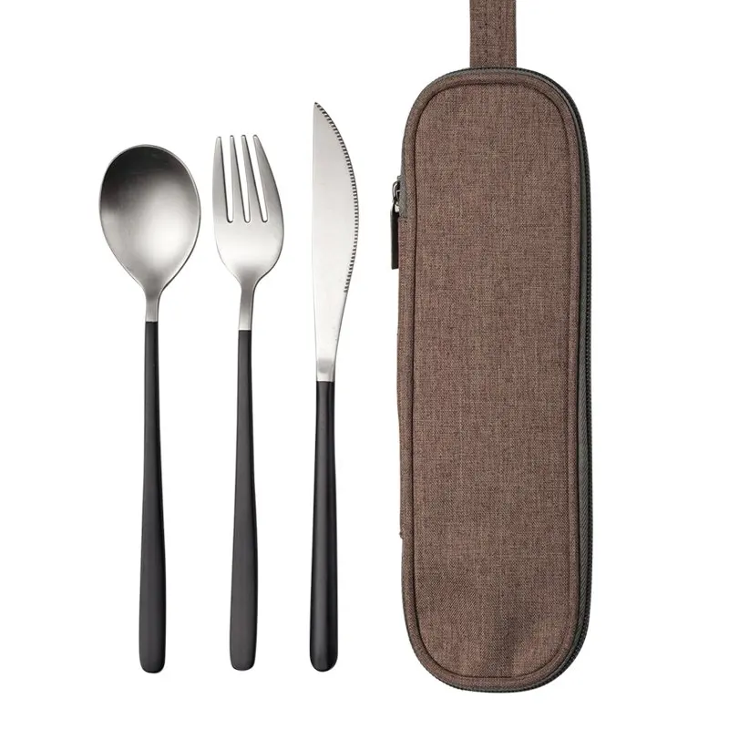 Knife fork spoon C JueQi походный набор посуды столовые приборы 304 нержавеющая сталь Палочки для еды посуда кухонная посуда включает нож вилка чайные ложки мешок - Цвет: Knife fork spoon C