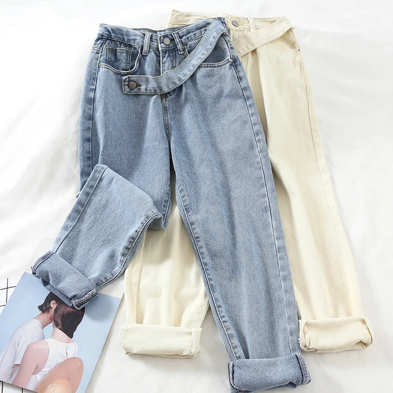 2019 новые модные женские джинсы свободные и универсальные повседневные