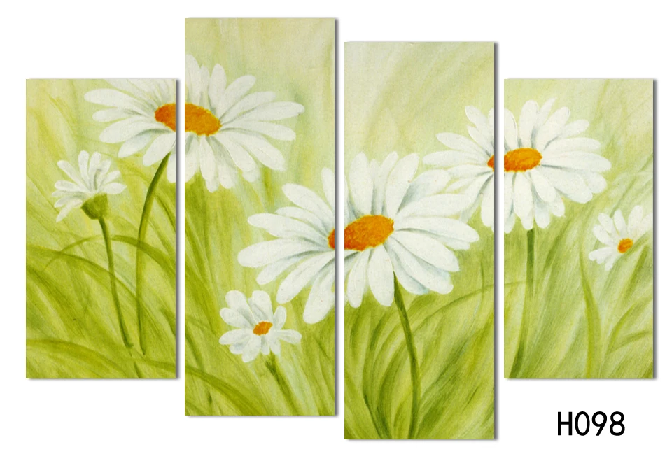 

Fashion 4 panels unframed painting, flowers, home decoration, wall hanging picture, modern fresh style painting H098